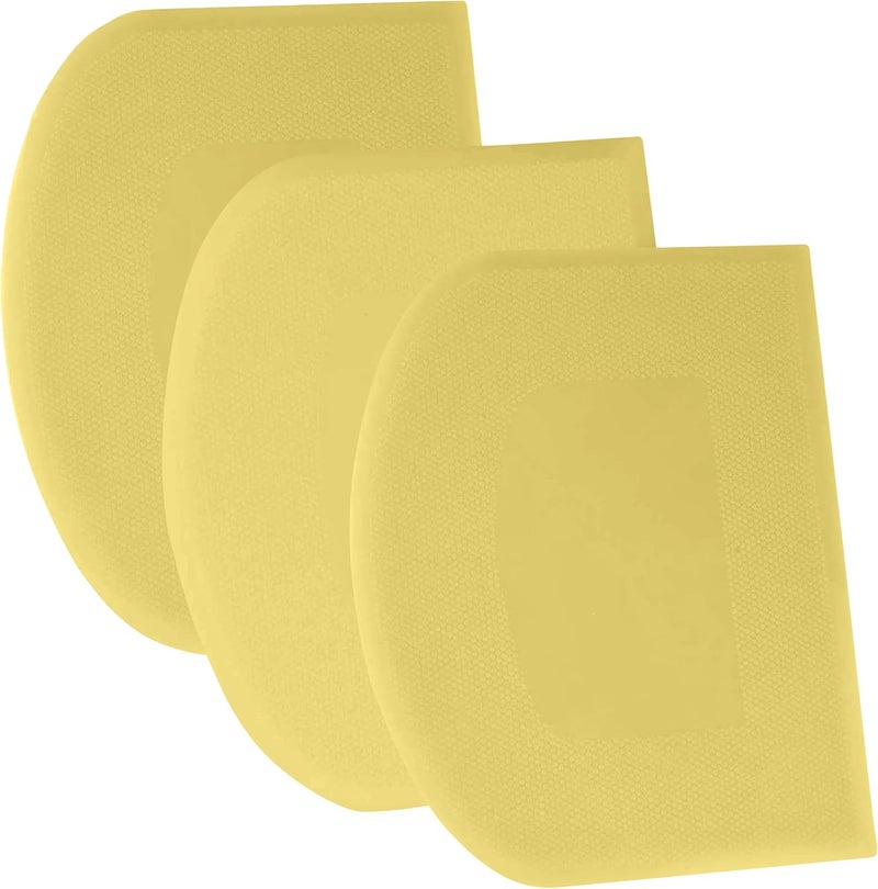 SURDOCA Dough Scraper Bench Scraper - 3P 5.9x4.3" Plastic Flexible Bowl Scraper, Sharp Edge & Angles Cake Scraper. Non-Slip Bakeware Decorating Tools Sculpting & Modeling Tools - Pure Yellow - Image 1