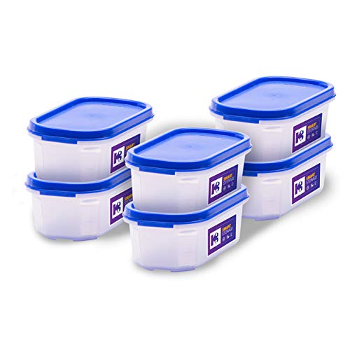 K3 Oval Container Smart Storage Plastic Container -Blue (Pack of 6) (550 ml Pack of 6) - Image 1