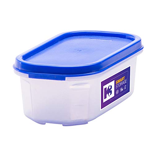 K3 Oval Container Smart Storage Plastic Container -Blue (Pack of 6) (550 ml Pack of 6) - Image 2