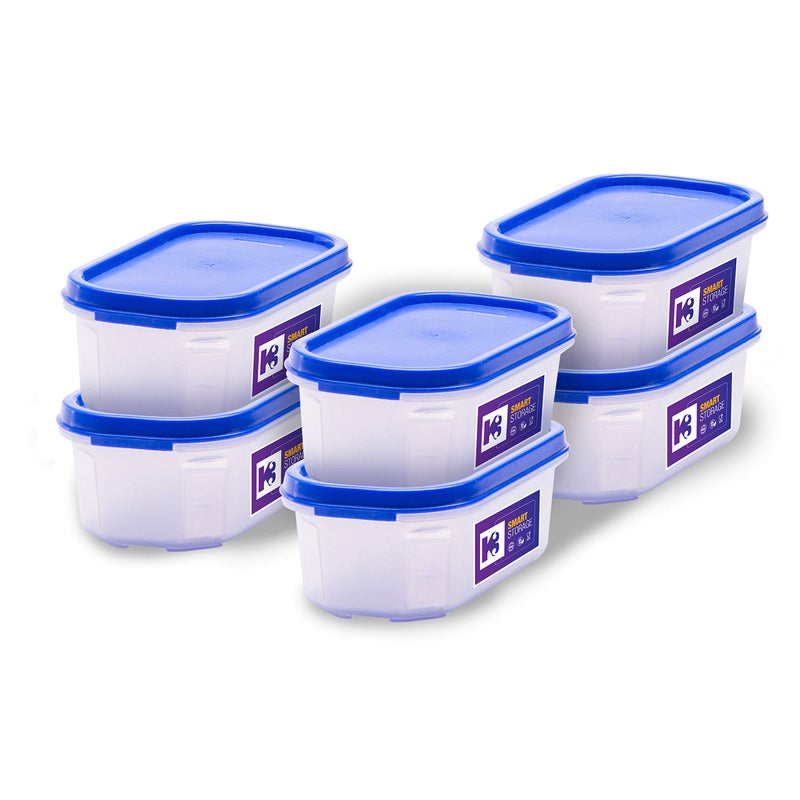 K3 Oval Container Smart Storage Plastic Container -Blue (Pack of 6) (550 ml Pack of 6) - Image 4