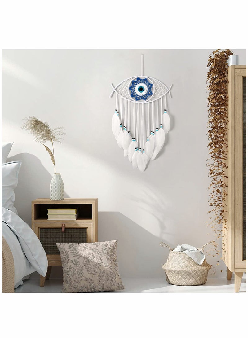 Zikra Evil Eye Dream Catcher, Handmade Macrame Evil Eye Wall Hanging for Boho Room House Decor - Image 2
