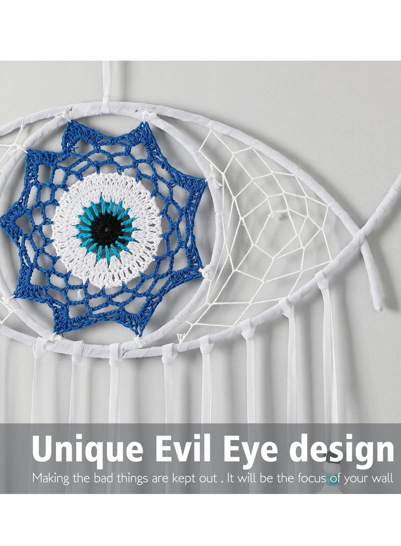 Zikra Evil Eye Dream Catcher, Handmade Macrame Evil Eye Wall Hanging for Boho Room House Decor - Image 3