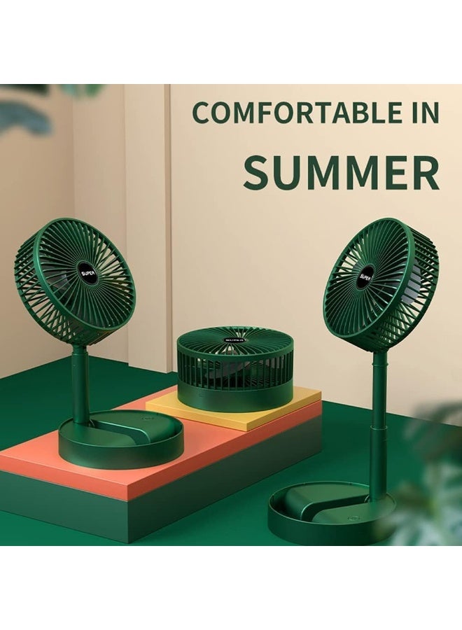 ECVV مروحة قابلة للطي محمولة، مروحة يو إس بي قابلة لإعادة الشحن، 3 سرعات، مروحة تعمل بالبطارية 3000 مللي أمبير في الساعة للمنزل والتخييم والأنشطة الخارجية والمكتب، 6.5 بوصة (أخضر) - Image 2