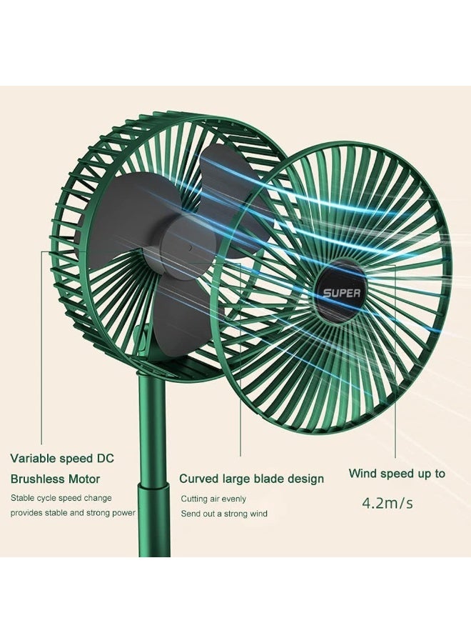 ECVV مروحة قابلة للطي محمولة، مروحة يو إس بي قابلة لإعادة الشحن، 3 سرعات، مروحة تعمل بالبطارية 3000 مللي أمبير في الساعة للمنزل والتخييم والأنشطة الخارجية والمكتب، 6.5 بوصة (أخضر) - Image 5
