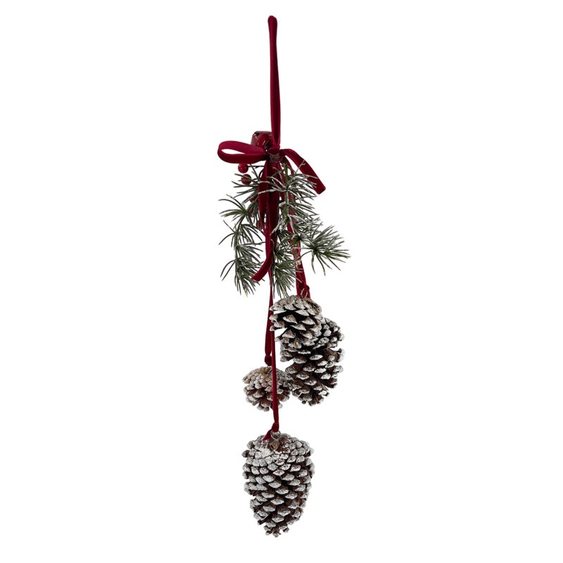 CHRISTMAS MAGIC Hanging Pinecones White 50cm - Image 2