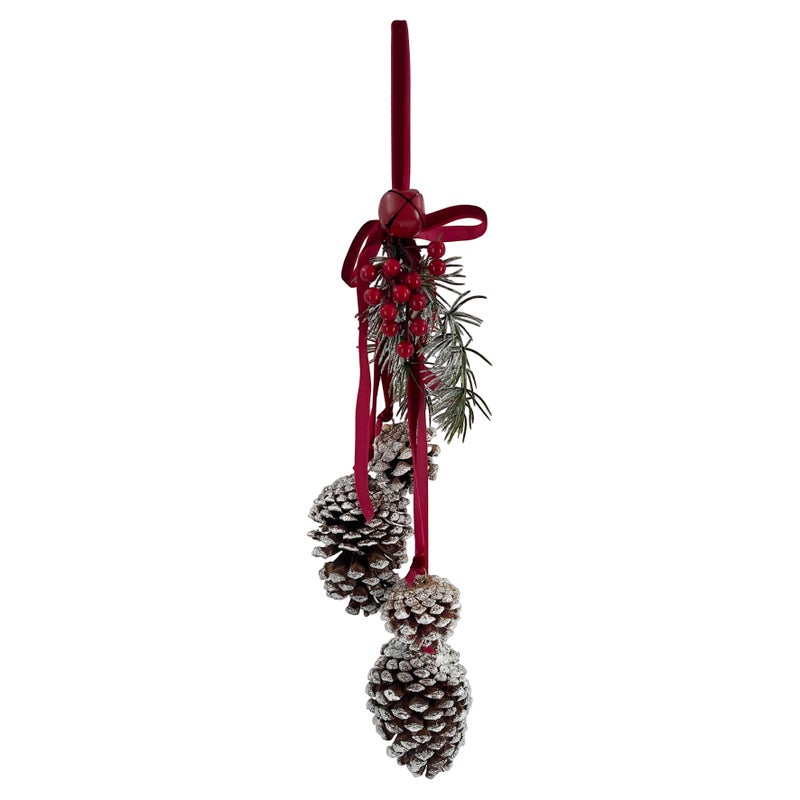 CHRISTMAS MAGIC Hanging Pinecones White 50cm - Image 1