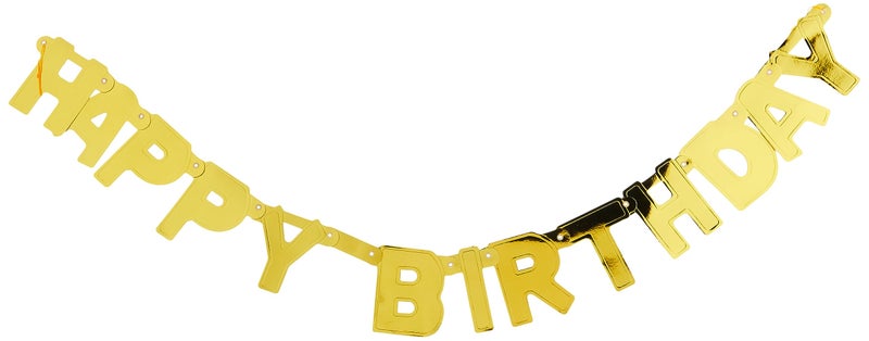 Unique Shimmering Happy Birthday Gold Deluxe Plastic Jointed Banner EyeCatching Celebration Decor Perfect Party Accessory Pack Of 1