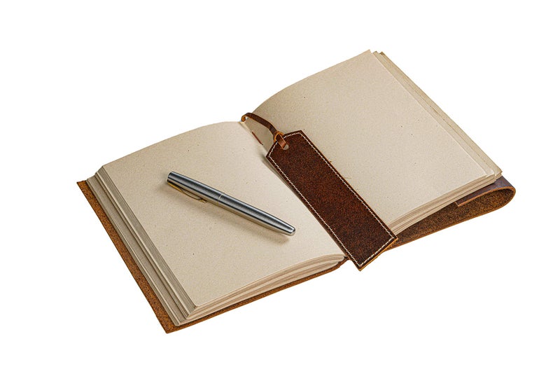 HLC Leather Notebook - Rustic Handmade Vintage Leather Bound Journals for Men and Women - Leather Craft Unlined Paper 300 Pages, Leather Book Diary Pocket Notebook, Diary to Write in (7.5" x 10" Inch) - Image 3