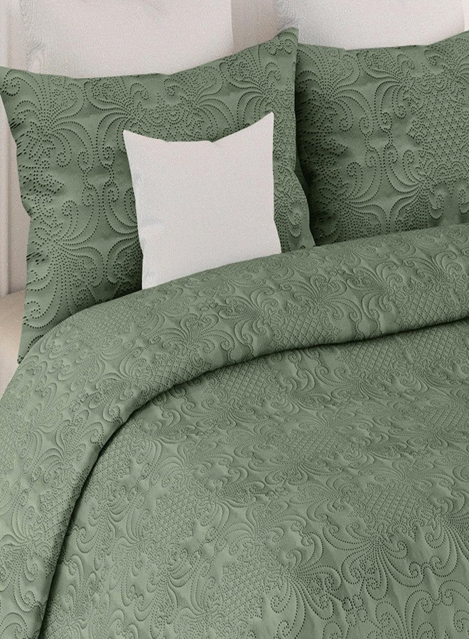 LABHAM® Sensations 300GSM Ultra-Sonic Quilted Bedcover - King (90" x 108") with 2 Pillowcovers (46cm x 69cm) & Mutipurpose Bag | Ultra-Soft Micro Peach | for Homes, Hotels & Guest Houses (Sage Green) - Image 1