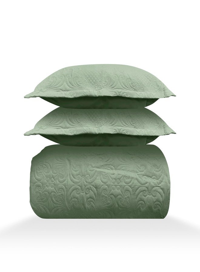 LABHAM® Sensations 300GSM Ultra-Sonic Quilted Bedcover - King (90" x 108") with 2 Pillowcovers (46cm x 69cm) & Mutipurpose Bag | Ultra-Soft Micro Peach | for Homes, Hotels & Guest Houses (Sage Green) - Image 4