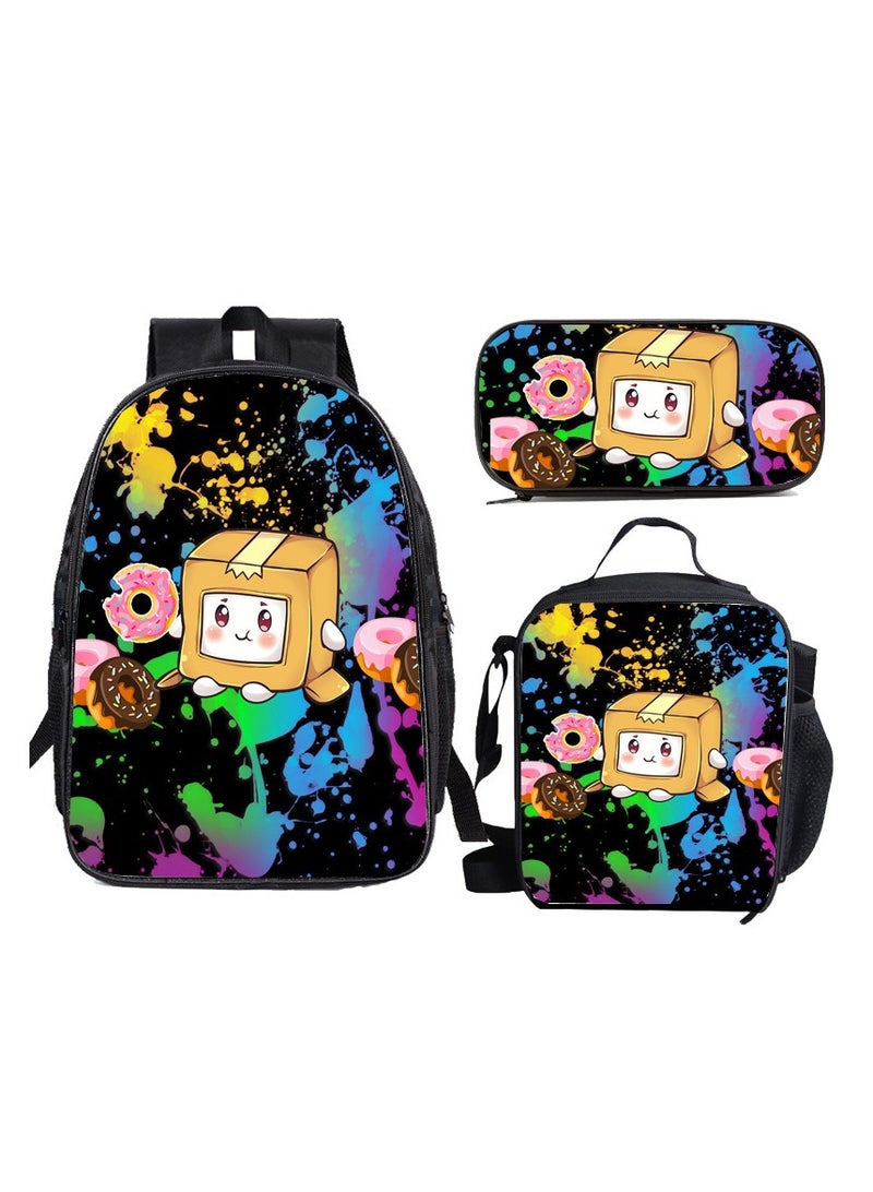 SKT Shiketro lankybox cartoon print school bag kindergarten lunch bag shoulder bag primary school student pencil bag backpack  - Image 1