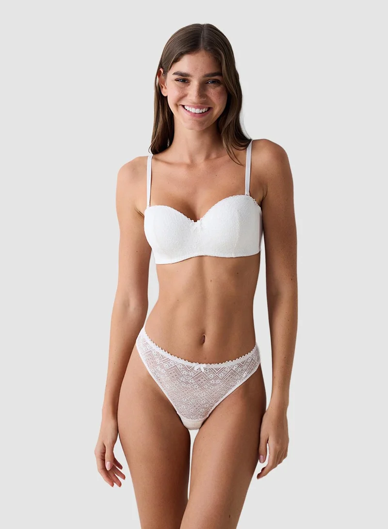 Penti Lotus Lace White Brazilian Panties