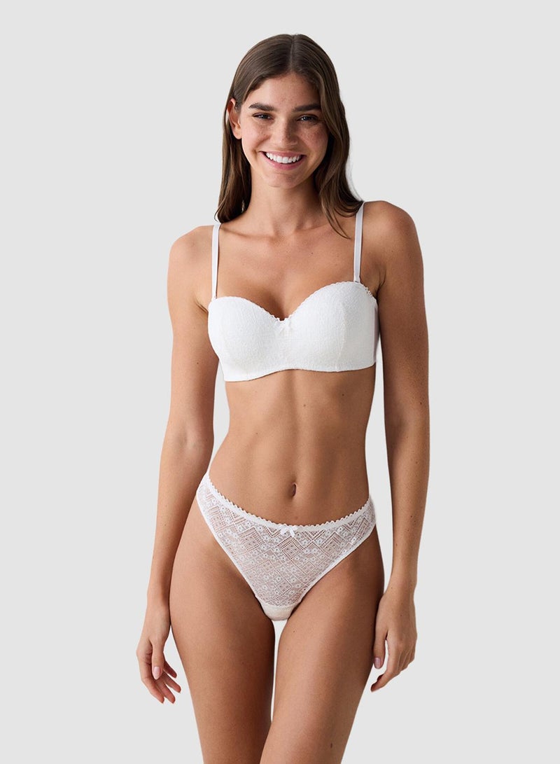 Penti Lotus Lace White Brazilian Panties - Image 1