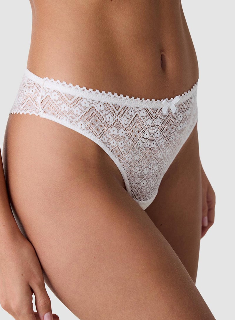 Penti Lotus Lace White Brazilian Panties - Image 2