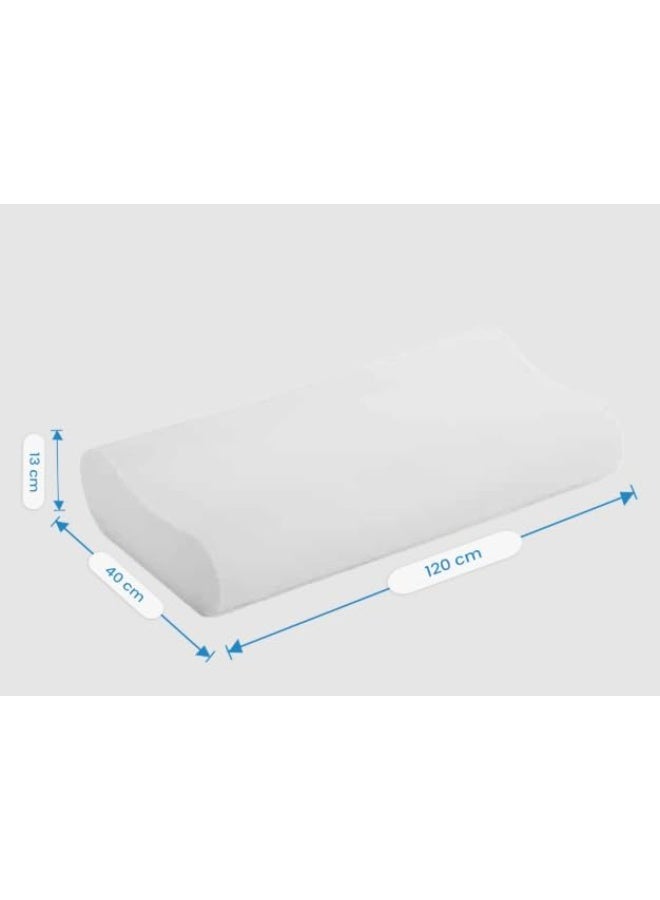 Memory Foam Contour Long Pillow - Full Body Support Sleeping Pillow for Side Sleepers & Pregnancy - Orthopedic Neck & Back Relief - White (40x120x13 cm) - Image 2