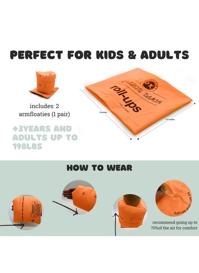Sarvoza - Arm Swim Floaties For Kids 57 Inflatable Kids Arm Floaties For Pool Wing Arm Band Swimmies Perfect Water Wings For Learning How To Swim For Kid And Adult (Orange Children'S Floaties) - Image 1