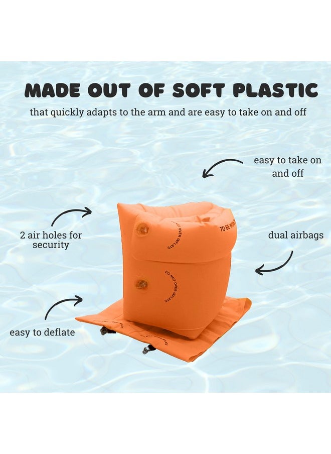 Sarvoza - Arm Swim Floaties For Kids 57 Inflatable Kids Arm Floaties For Pool Wing Arm Band Swimmies Perfect Water Wings For Learning How To Swim For Kid And Adult (Orange Children'S Floaties) - Image 1