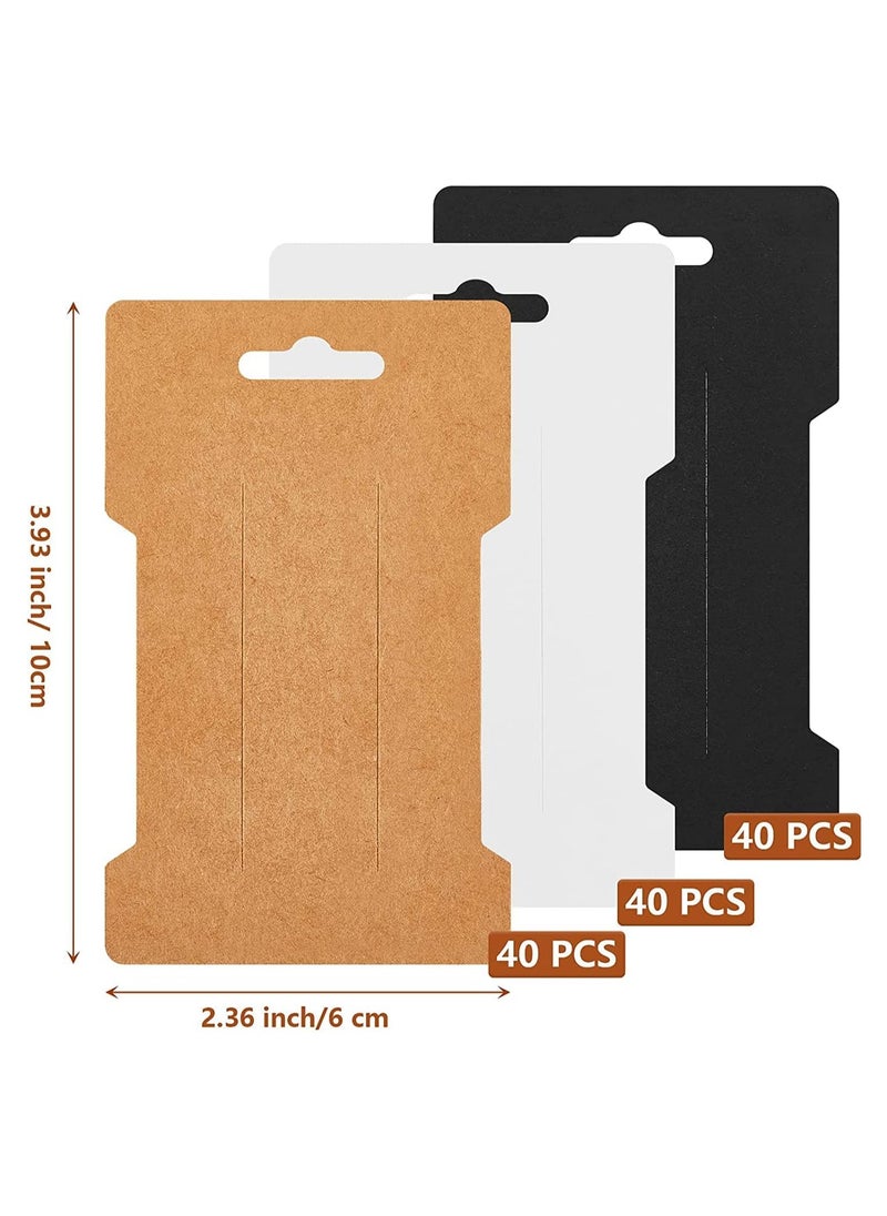 SYOSI 120 Pieces Hair Cl120 Pieces Hair Clip Display Cards 6x10 cm Kraft Paper Hair Bow Holder Cards Rectangular Clip Collecting Cardboard for Hair Bow Barrettes Accessories Display and Organizing, 3 Colors  - Image 2