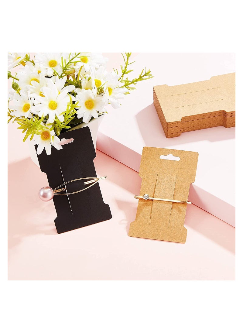 SYOSI 120 Pieces Hair Cl120 Pieces Hair Clip Display Cards 6x10 cm Kraft Paper Hair Bow Holder Cards Rectangular Clip Collecting Cardboard for Hair Bow Barrettes Accessories Display and Organizing, 3 Colors  - Image 3