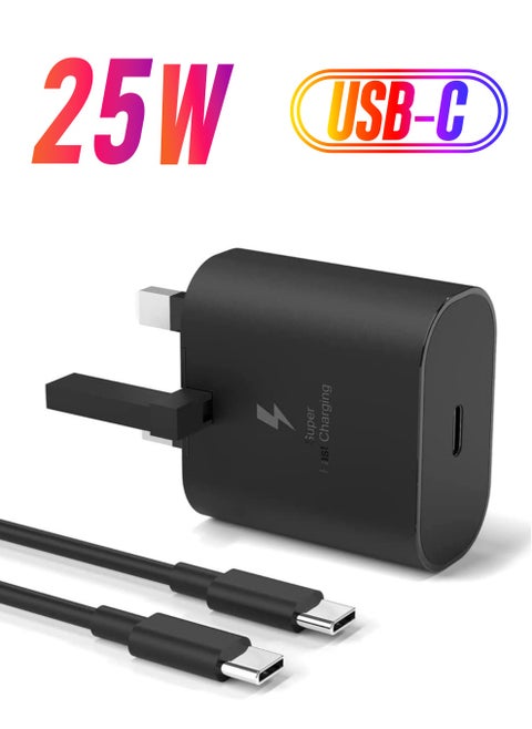 25W USB C Charger Replacement for compatible Samsung UK Travel Adaptor, 25W with USB Type C Cable - White Samsung Galaxy S23/S23 Ultra/S22/S22+/S21/S21 FE/A73/A23/A33/A53/Z Flip 4/Z Fold 4, Type C PD3