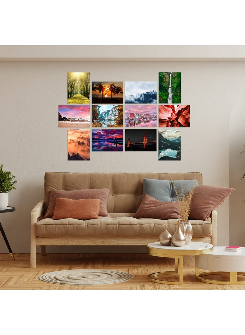 Paper Plane Design - PAPER PLANE DESIGN Landscape Wall Poster for Home Decor Living Room Bed Room Set of 12 A4 Size (29 X 21 cm) - Image 1