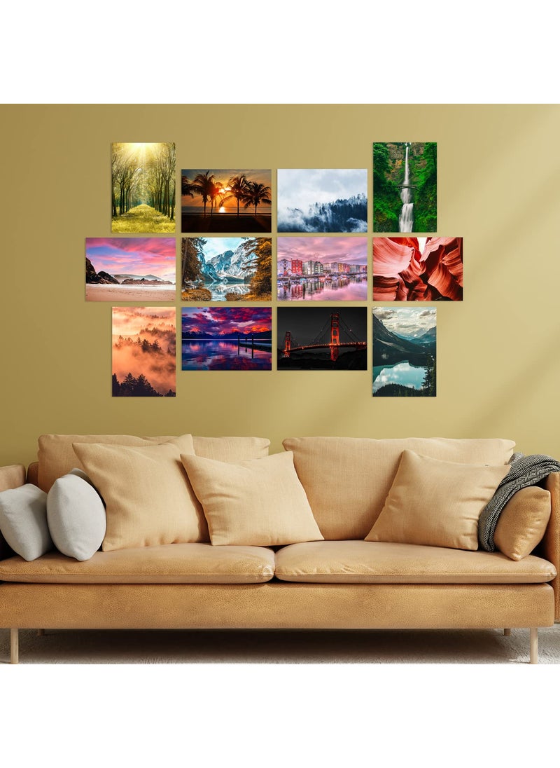 Paper Plane Design - PAPER PLANE DESIGN Landscape Wall Poster for Home Decor Living Room Bed Room Set of 12 A4 Size (29 X 21 cm) - Image 1