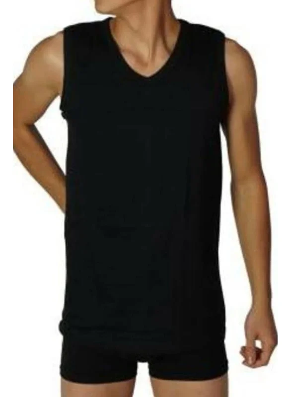 توتكو Men's White Rib V-Neck Sports Undershirt 401