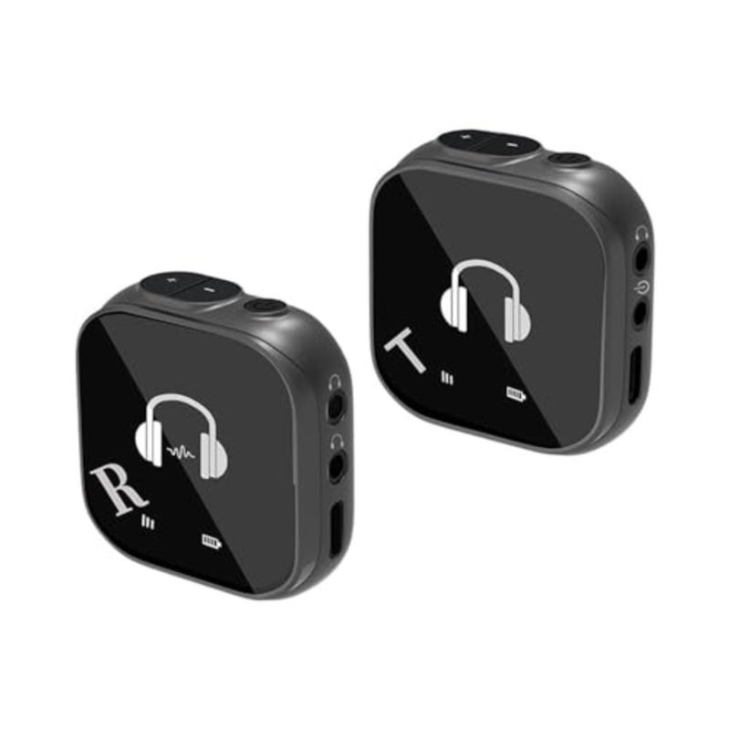 Wireless In Ear Monitor System for live performance and studio use, 5.8G IEM system with transmitter/receiver and earphones, black ABS plastic, ultra-low latency and stable transmission - Image 1