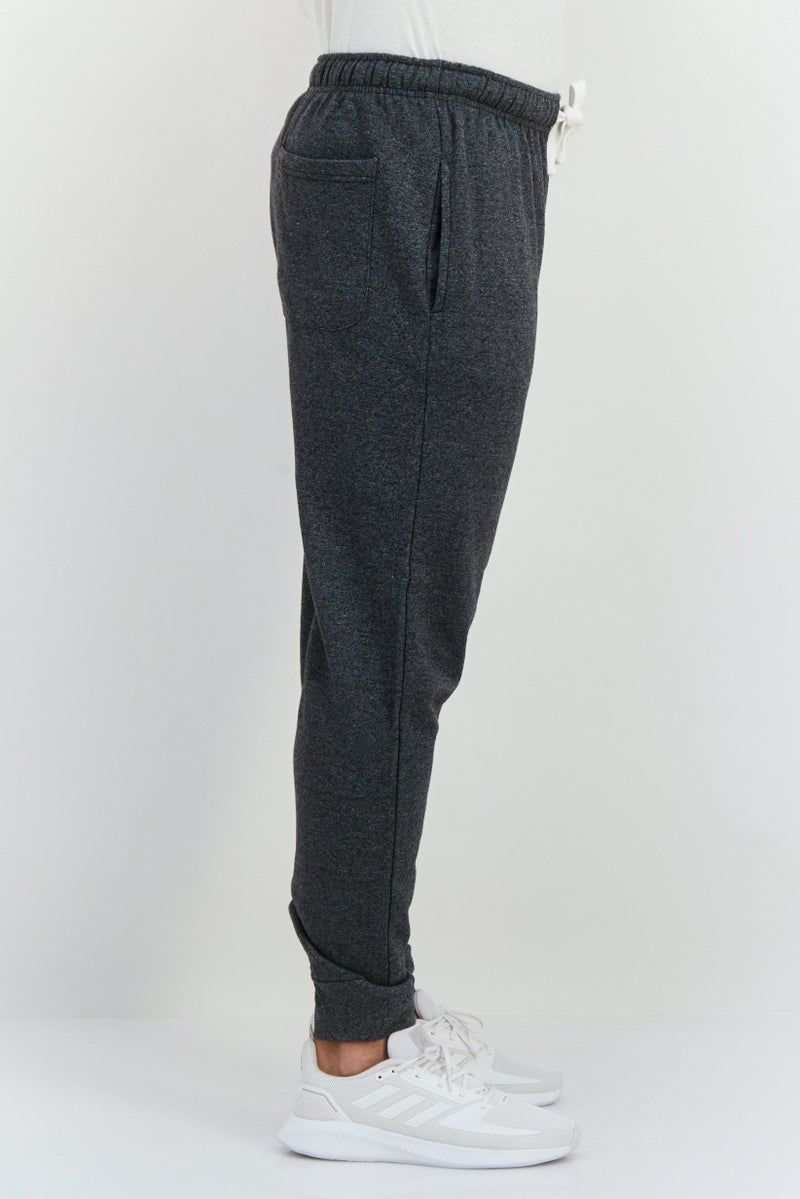 Fleece Factory Men Regular Fit Heather Jogger Pants, Charcoal - Image 2