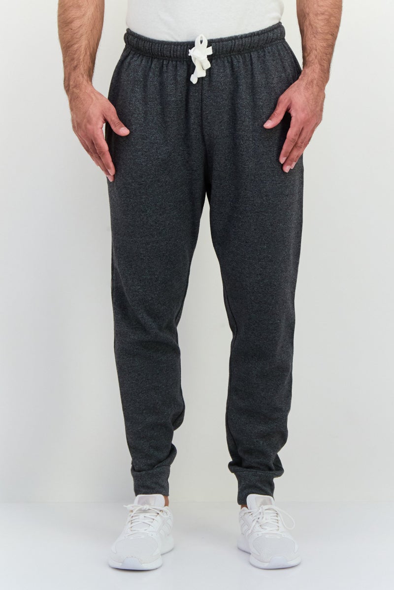 Fleece Factory Men Regular Fit Heather Jogger Pants, Charcoal - Image 1