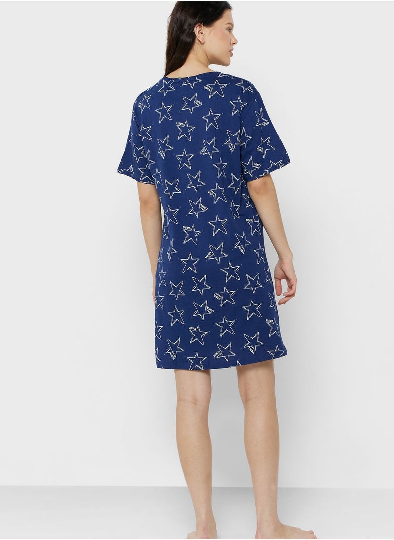U.S. Polo Assn. - Printed Knitted Night Dress - Image 1