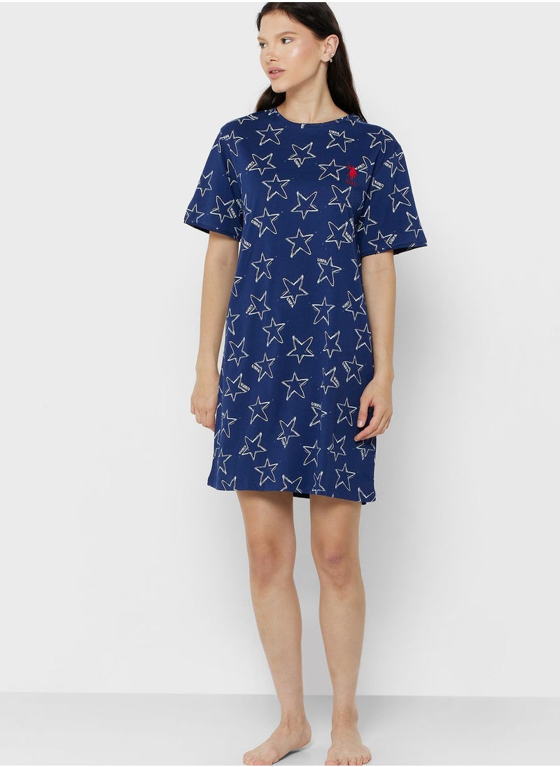 U.S. Polo Assn. - Printed Knitted Night Dress - Image 1