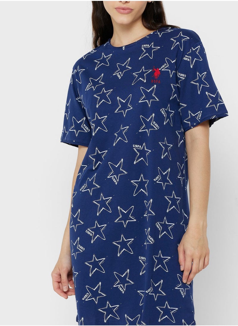 U.S. Polo Assn. - Printed Knitted Night Dress - Image 1