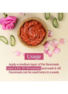 vilvah STORE Wild Rose Face Mask For Glowing Skin ; Skin Brightening ; With Aloe Vera And Rose Water ; Goodness Of French Pink Clay ; Suitable For All Skin Types ; For Men & Women ; 100Gm  - Image 5