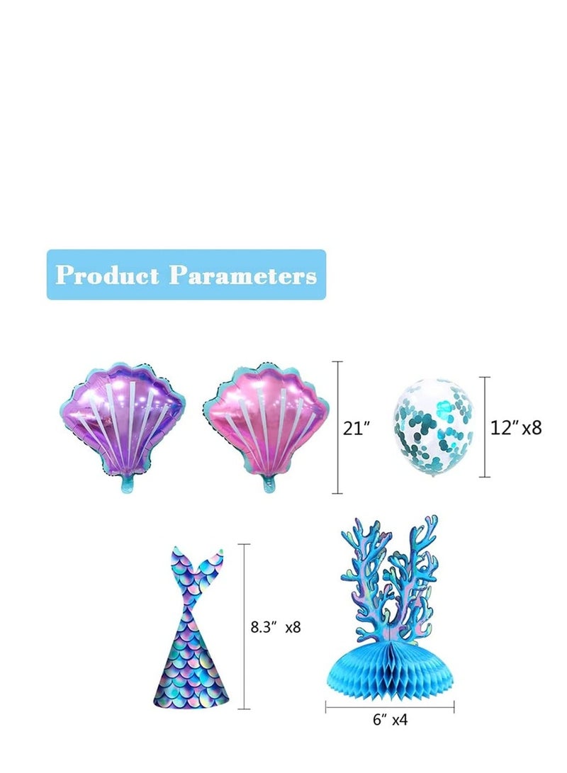 Y&D Mermaid Birthday Party Decorations Set, Supplies, Banner, Tail Hats Balloons With Hanging Swirls for Children and Adult - Image 4