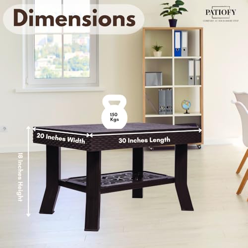Patiofy Double Top Multipurpose Coffee Table | Centre Table | Tea Table | 2 Tier Centre Table | Table with Storage for Living Room, Coffee Table | Foldable & Easy to Carry Anywhere- Brown - Image 2