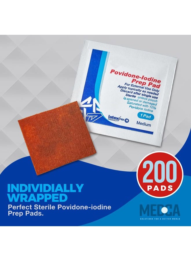 MEDca Iodine Prep Pads (Box of 200 Count) Iodine Prep Solution Pads, 10% Povidone Iodine Swabs for Individual Disinfecting Wipes, Disposable Cotton Antiseptic Surgical Pad (Packaging May Vary) - Image 5