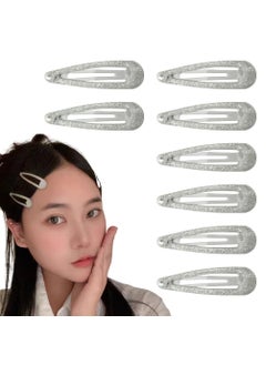 Shiny Glitter Snap Hair Clips Set  Sparkly Silver Barrettes and Water Drop Hair Accessories for Women and Girls