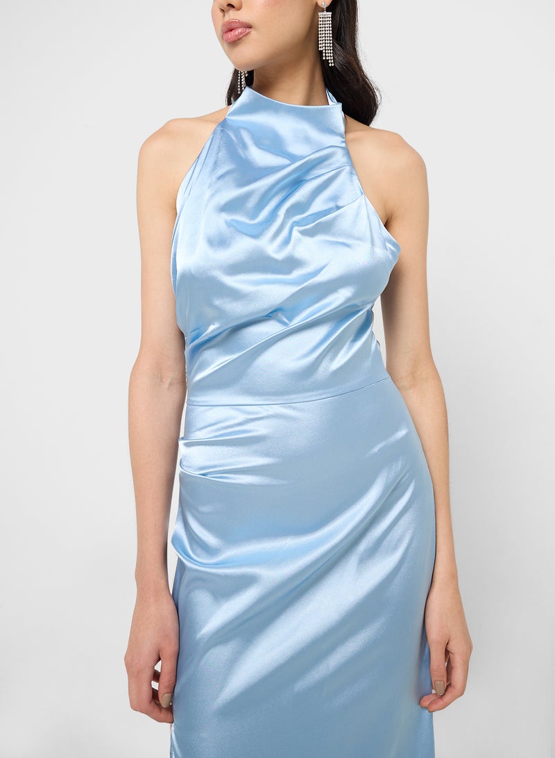 Ginger Satin Halter Slit Dress - Image 3