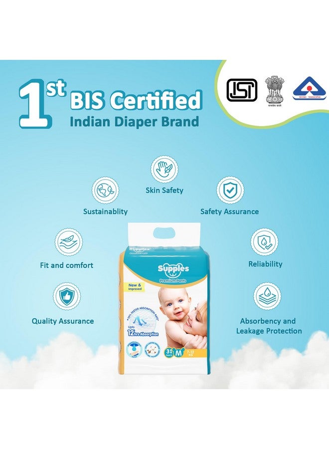 Supples Brand - Supples Premium Diapers, Medium (M), 31 Count, 7-12 Kg, 12 Hrs Absorption Baby Diaper Pants - Image 5