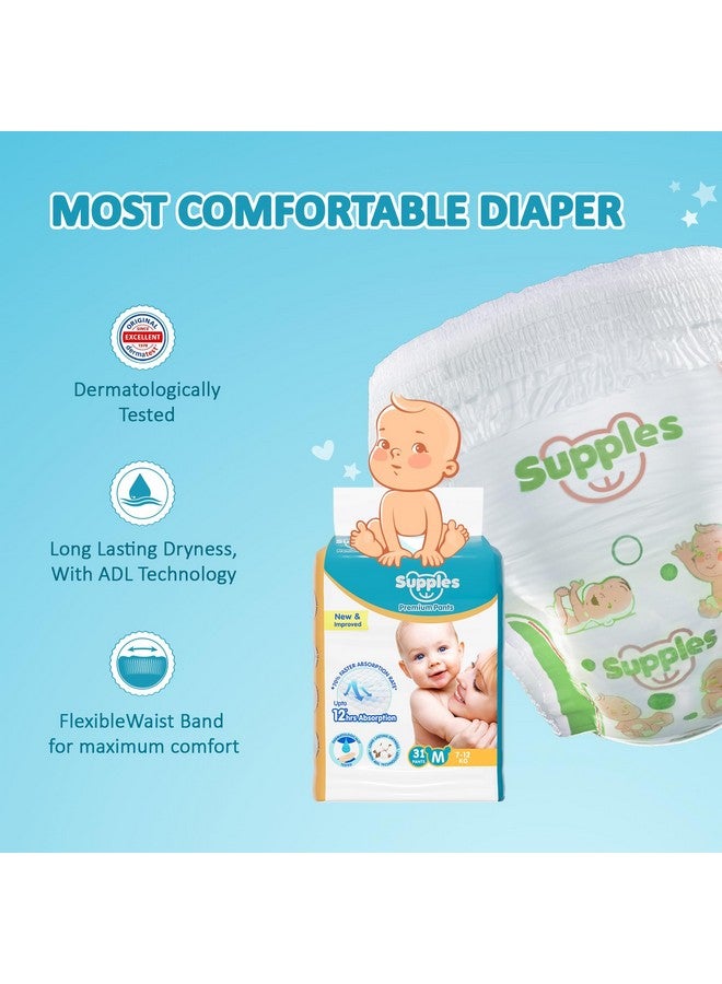 Supples Brand - Supples Premium Diapers, Medium (M), 31 Count, 7-12 Kg, 12 Hrs Absorption Baby Diaper Pants - Image 4