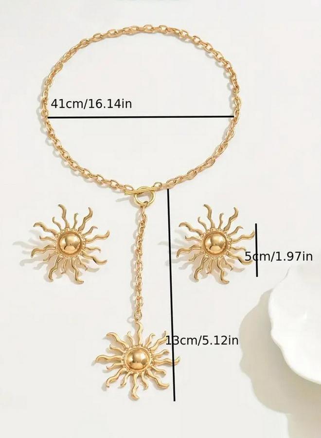 Take Two Sun Decor Y Necklace and Earrings Jewelry Set - Image 5