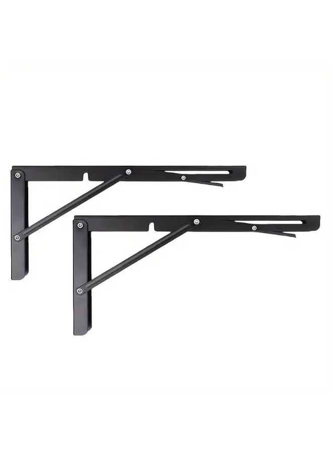 2Pcs 16 Inches Industrial Heavy Duty Iron Folding Shelf Brackets Wall Mount Tabletop Storage - Image 4