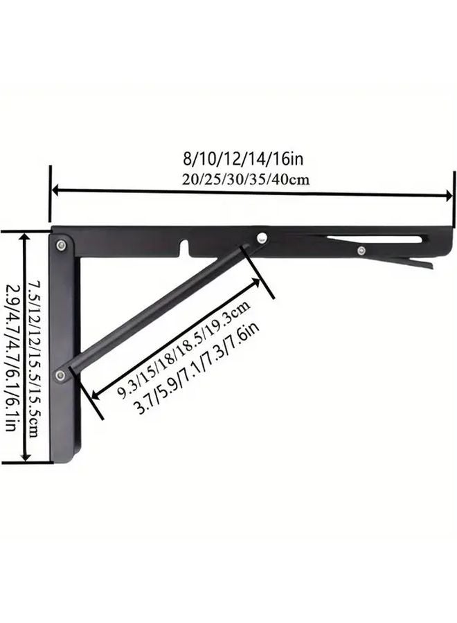 2Pcs 16 Inches Industrial Heavy Duty Iron Folding Shelf Brackets Wall Mount Tabletop Storage - Image 5