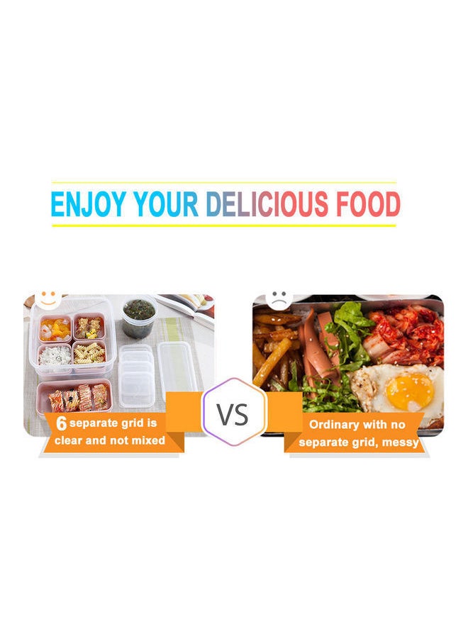Portable Bento Lunch Box Container for Adults Children 6 Separate Containers Design 3200ML Support Microwave Heating Green 23*12*23cm