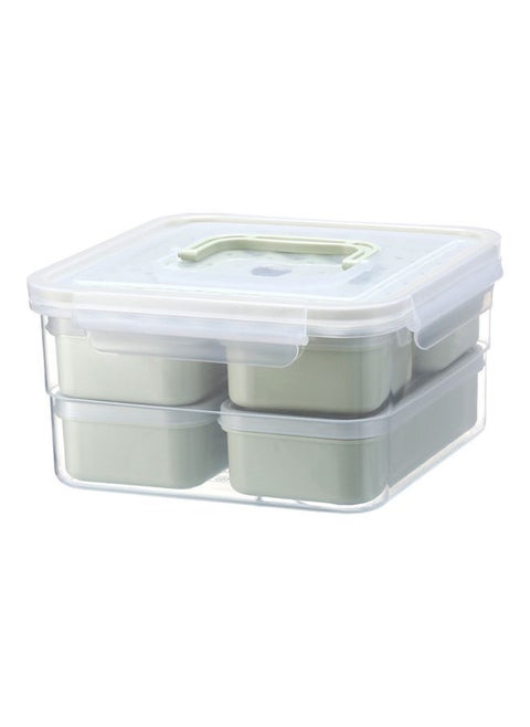 Portable Bento Lunch Box Container for Adults Children 6 Separate Containers Design 3200ML Support Microwave Heating Green 23*12*23cm