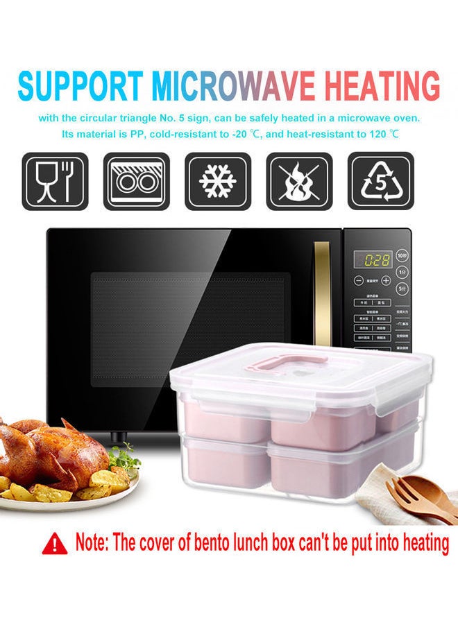 Portable Bento Lunch Box Container for Adults Children 6 Separate Containers Design 3200ML Support Microwave Heating Green 23*12*23cm