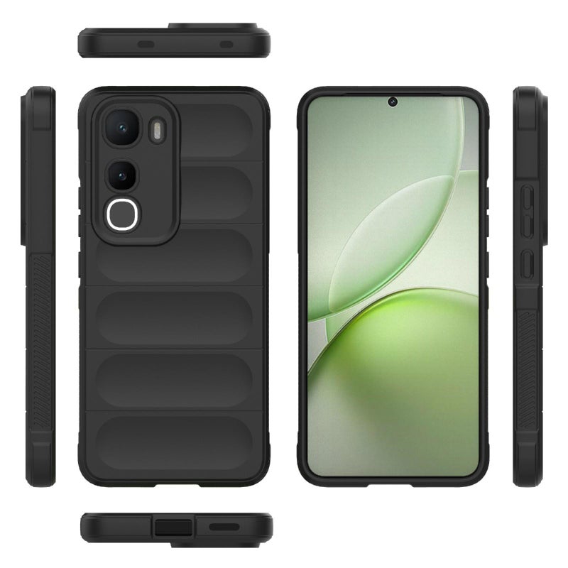 erorex For vivo Y400 5G Global Magic Shield TPU + Flannel Phone Case(Black) - Image 2