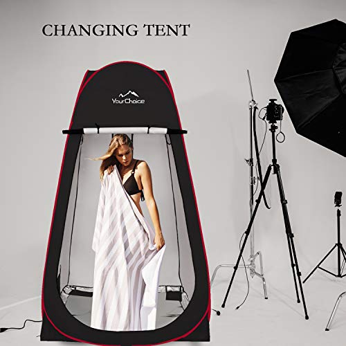 Your Choice 3.9x3.9x6.9FT Pop Up Privacy Tent, Large Portable Camping Changing Room with 2 Storage Pockets & 4 Sandbags, Outdoor Shower & Toilet Shelter for Beach, RV, Camping & Hiking - Black - Image 4