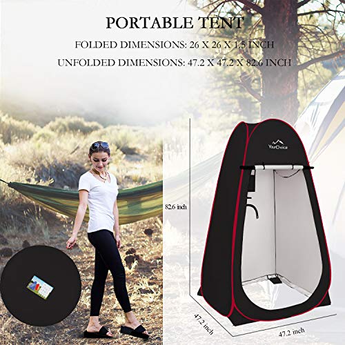 Your Choice 3.9x3.9x6.9FT Pop Up Privacy Tent, Large Portable Camping Changing Room with 2 Storage Pockets & 4 Sandbags, Outdoor Shower & Toilet Shelter for Beach, RV, Camping & Hiking - Black - Image 2